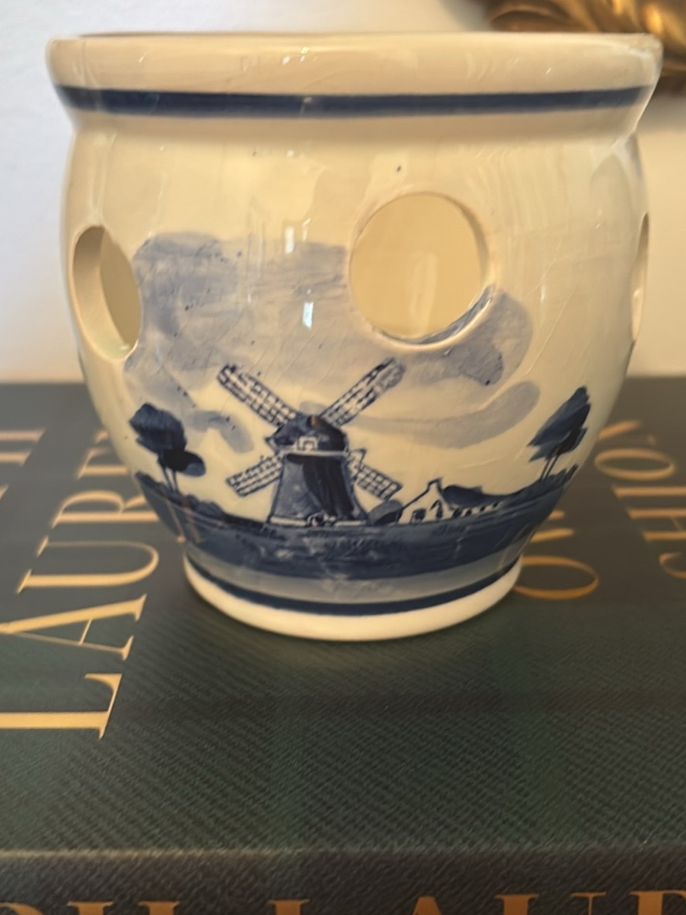 Vintage Delft Blue and White Ceramic Crocus/Bulb Planter